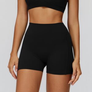 Brushed Yoga Shorts High Waist Slim Fit Sports Shorts